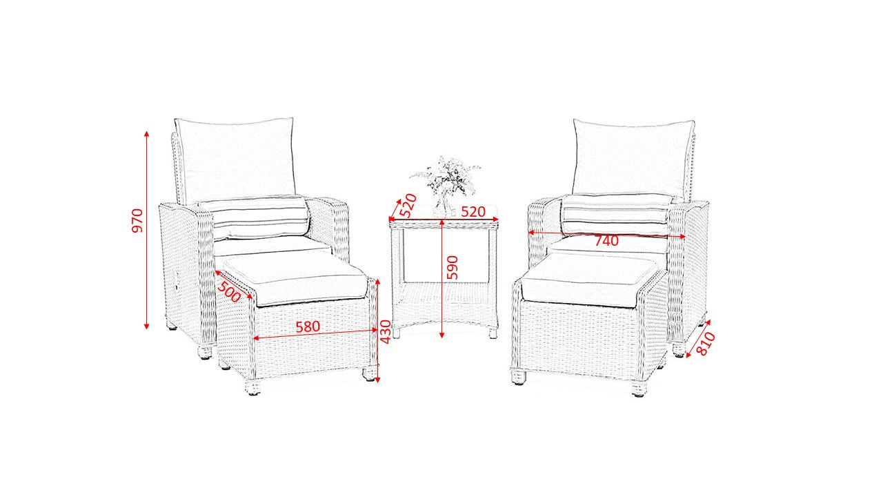 #2030 - Florida 5 Piece Reclining Armchair Set
